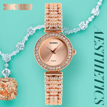 

Luxury Rhinestones Dress Watches Women SKMEI Brand Waterproof Fashion Casual Quartz Watch Clock Women New Ladies Wristwatches