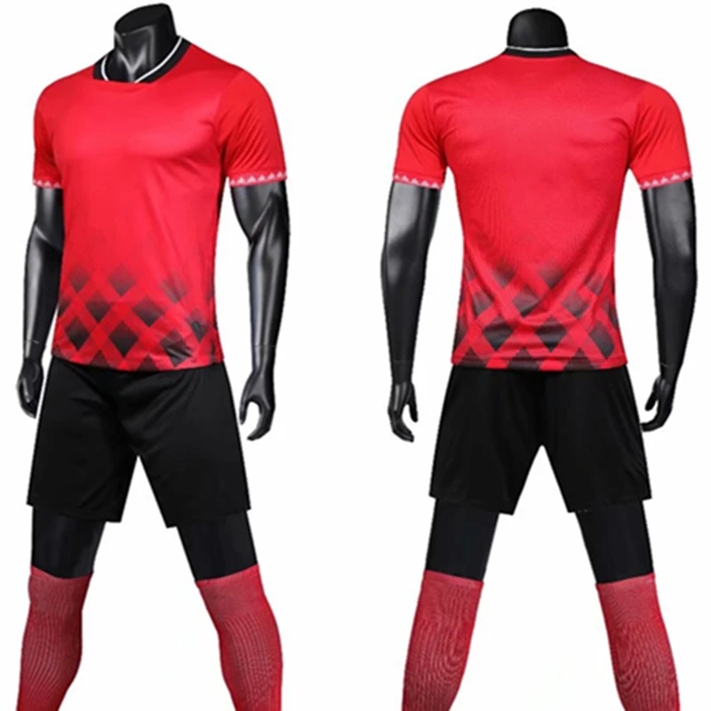 Blank Football Jerseys Adults Sleeve Soccer Jerseys Tracksuit Soccer Uniform Set Training Suit Sportswear