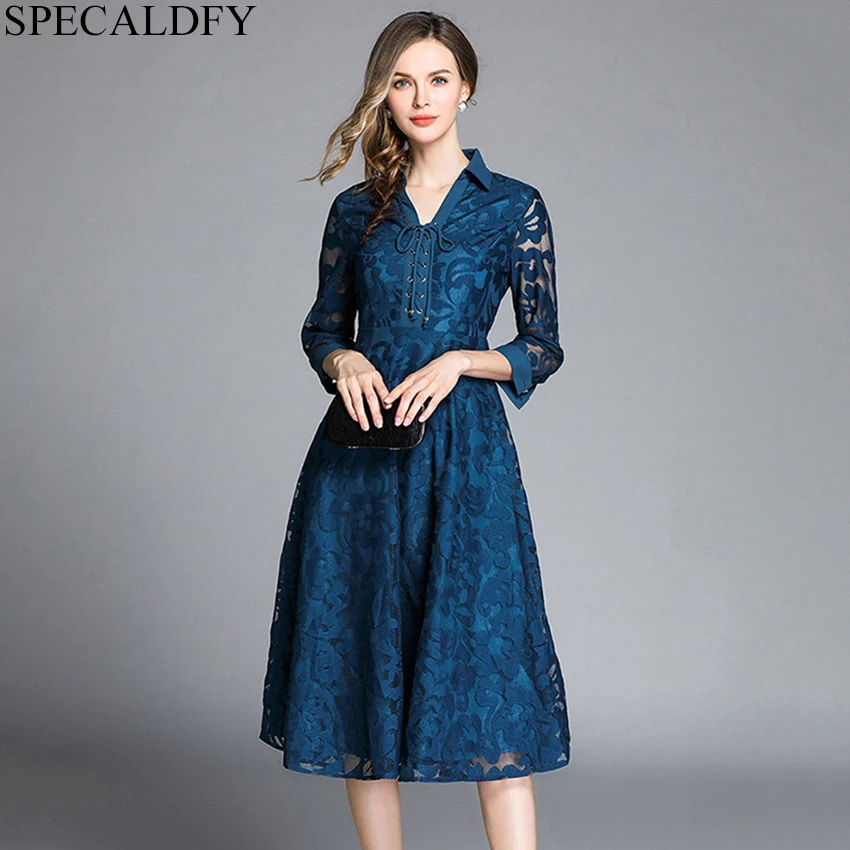 2019 Spring Clothes Red Lace Dress Women Lace Up Sexy Hollow Out Party