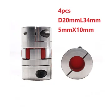 

4pcs 5x10mm D20L34 Aluminium Shaft Plum Coupling Motor Connector Flexible shaft CNC Parts