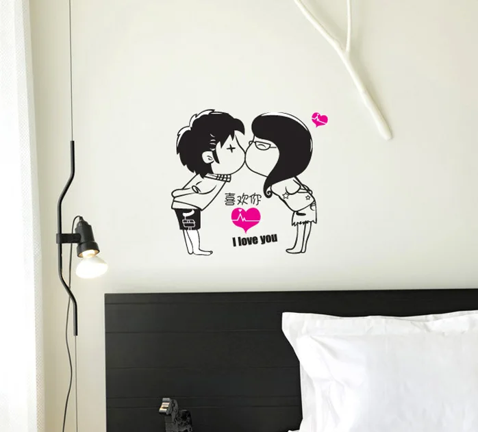 Бесплатная доставка Любители Наклейки на стену Декор Съемный I Love You стикер