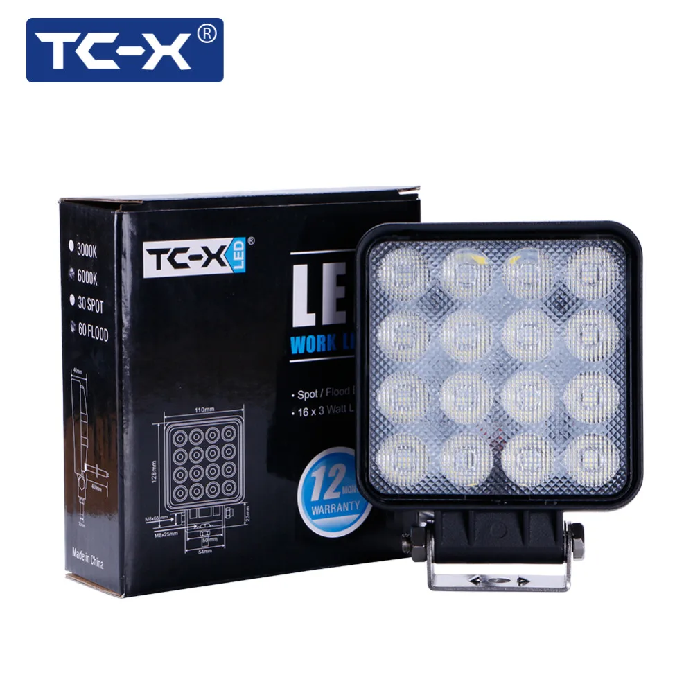 TC X ПРИВЕЛО Свет Работы 16x3 Вт Площадь Offroad Led 12/24 В дополнительный Портативный