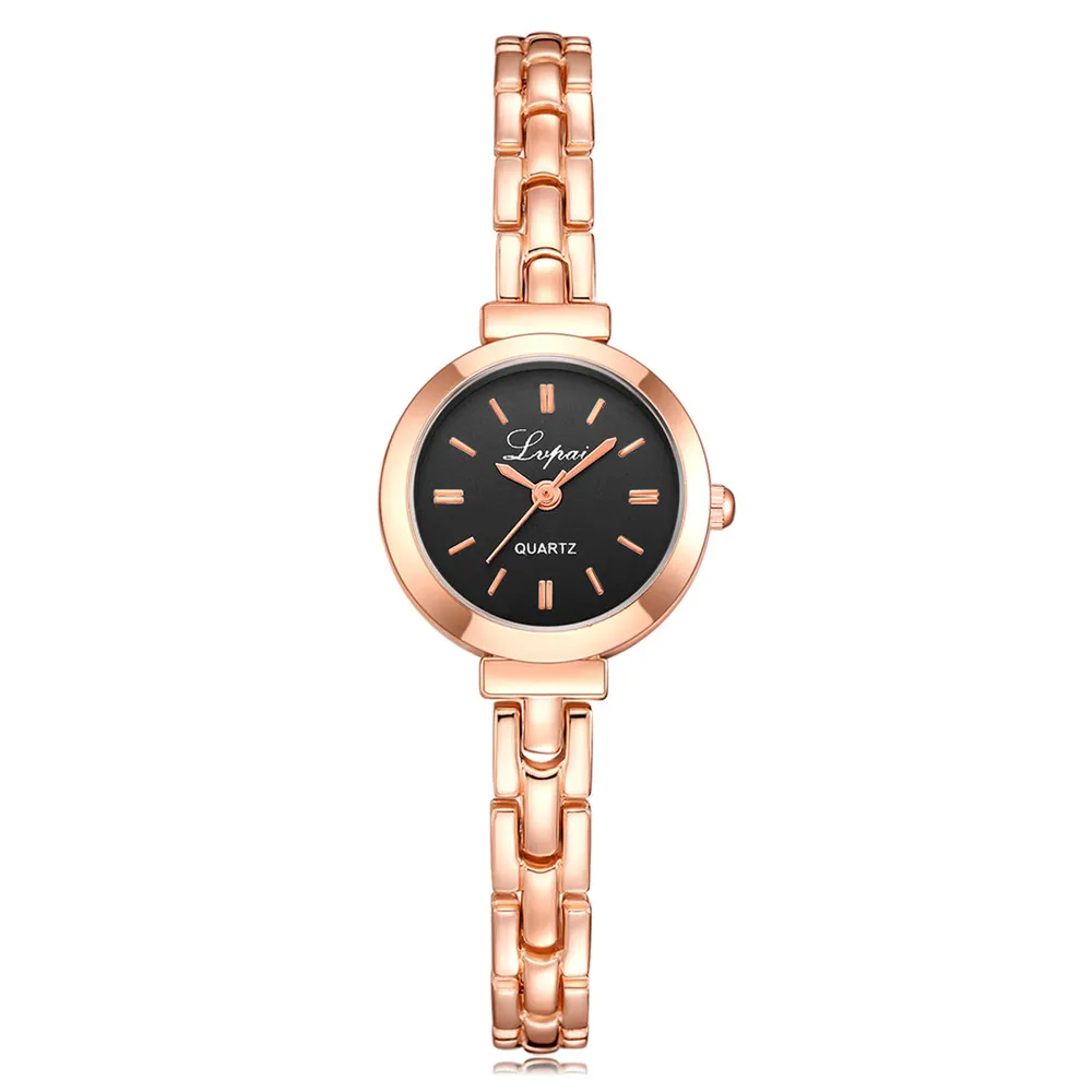 Lvpai, женские часы, Топ бренд, роскошные, розовое золото, кварцевые часы для женщин, модный браслет, часы для девушек, подарок, платье, деловые часы# S - Цвет: Gold And Black