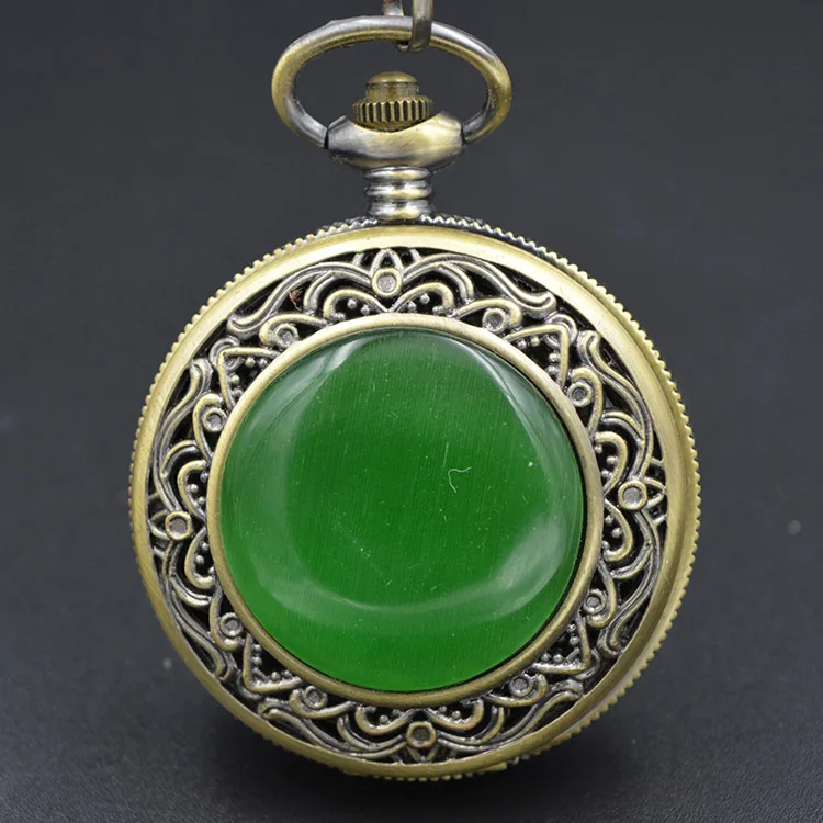 

Vintage Style Bronze Tone CLOCK Mechanical Pocket Watch Man rhinestone Pendant Watch Chain Steampunk Machinery H273 gift charm