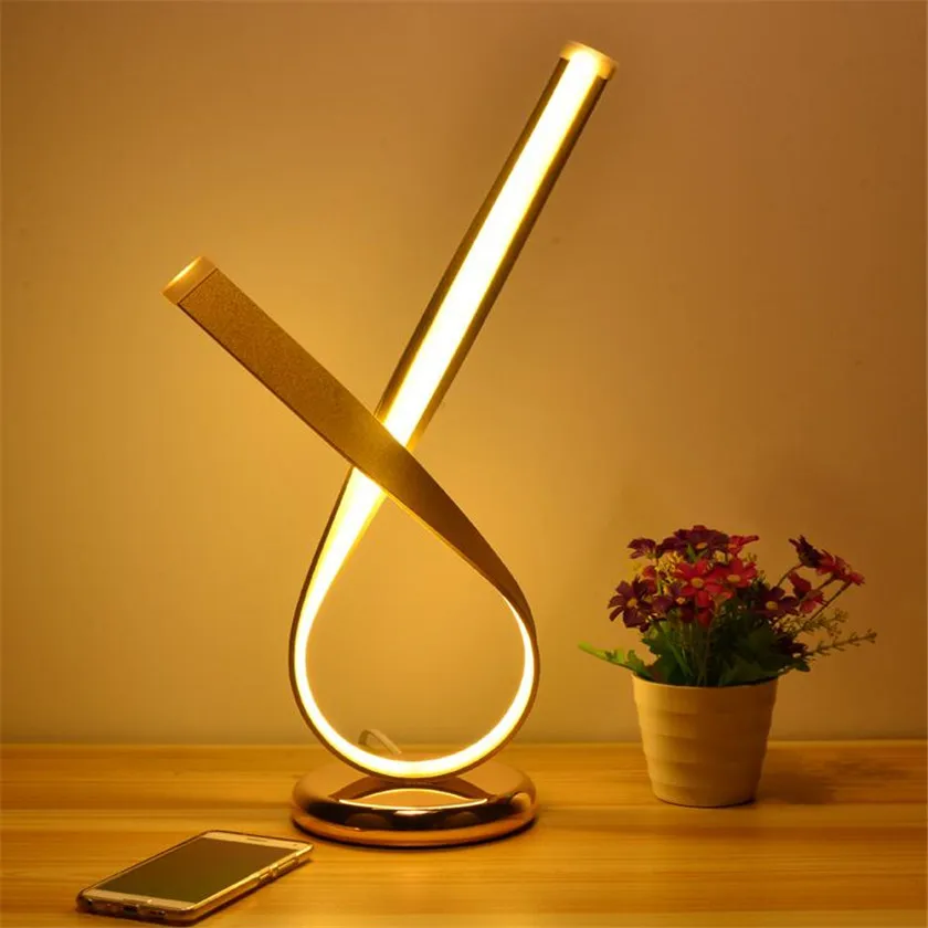 

Modern Table Lamp Led Aluminum Desk Lamp Fixtures Flexible Lamps Luminaria Led Eey-Protect Room Decor Lighting EU US Plug Gold