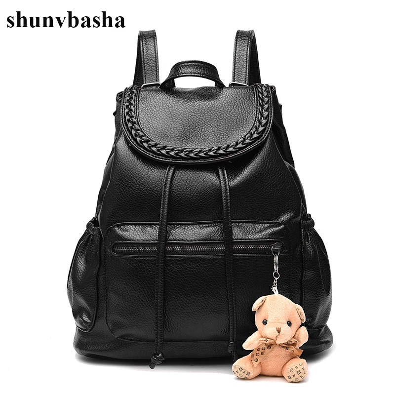 

Leather Backpacks Women School Bags For Teenage Girls Fashion Designer Top-handle Backpacks Mochila Escolar Female High Quality
