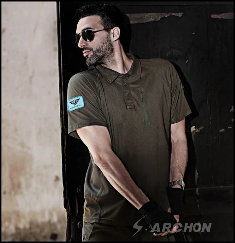 S. ARCHON Военная армейская рубашка поло с коротким рукавом мужская быстросохнущая камуфляжная тактическая рубашка поло Повседневная тонкая дышащая камуфляжная рубашка поло