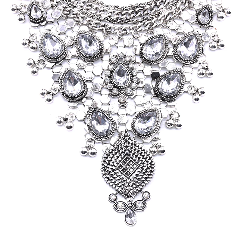 PPG&PGG 2019 New Full Crystal Gem Luxury Bridal V Shaped Rhinestone Vintage Maxi Statement Necklace Collar Women Antique Bijoux
