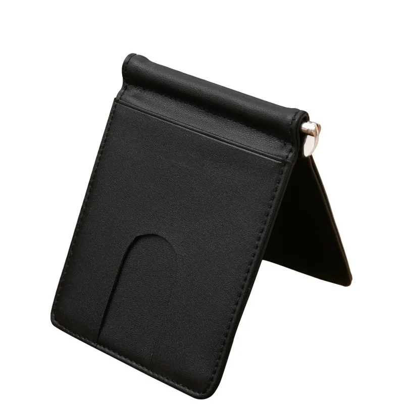 

Men Wallets Slim Brand Men Women Genuine Leather Bifold Male Purse Billfold Wallet Money Clip Metal Female Clamp for Money Case