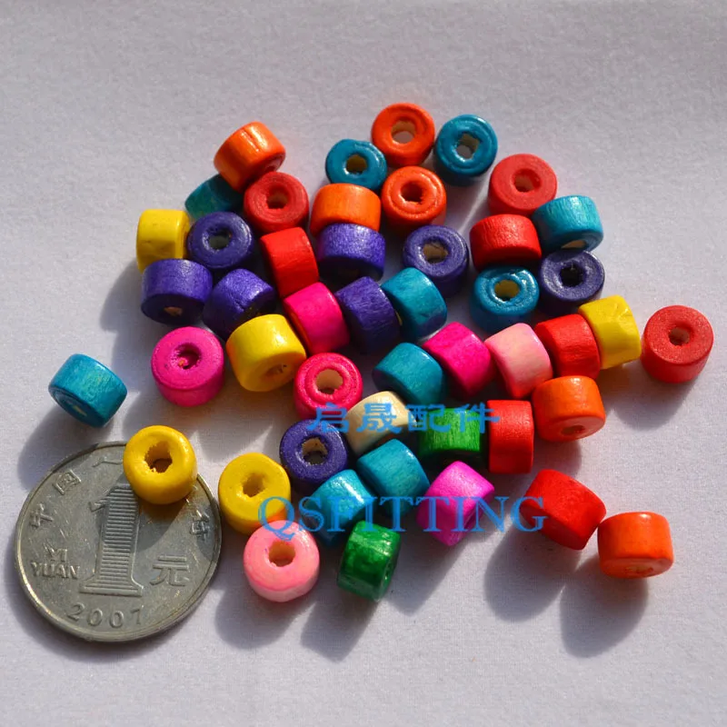 

200PCS DIY Fashion Jewelry Making Accessory Wood Beads Cylindrical Shaped 6*9MM Mix Color For Bracelet Findings
