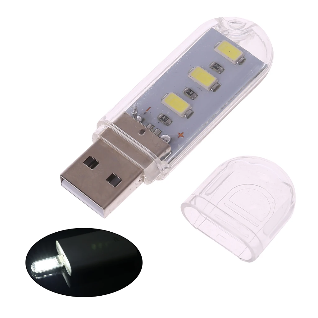 

Portable Keychain 3 LED White Night Light USB Power U Disk Shape Lamp W/ Cover Bright Light New 2017