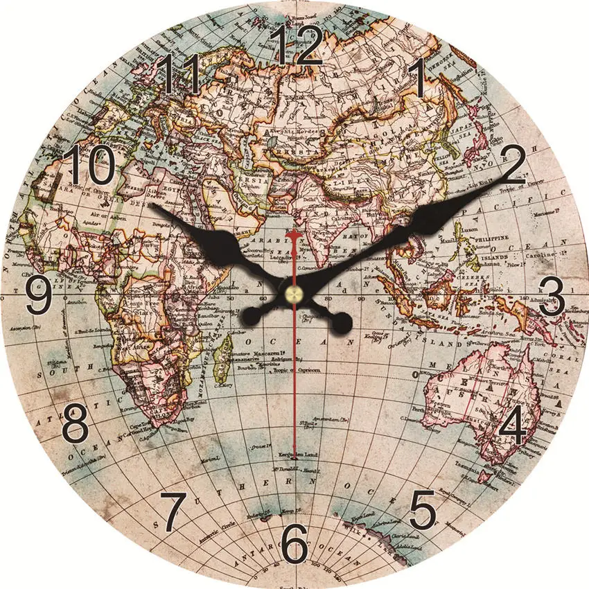 Vintage Abstract Roman Numerals Easy To Read 16 inch  Wooden Cardboard Wall Clock CHIANTI CLASSICO Clock For Living Room Decor 
