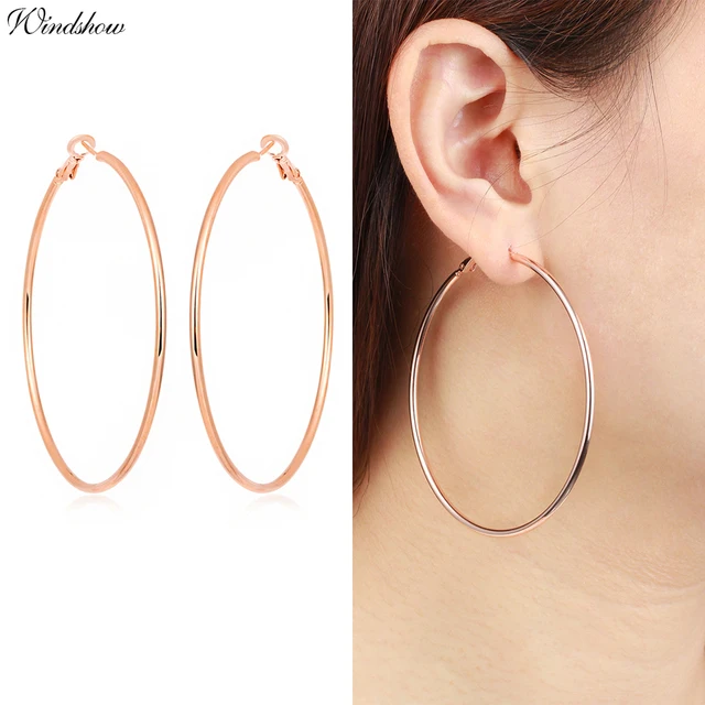 New Hiphop Rock Yellow White Gold Color Large Circle Loop Hoop New Hiphop Rock Yellow White Gold Color Large Circle Loop Hoop Earrings For Womens S
