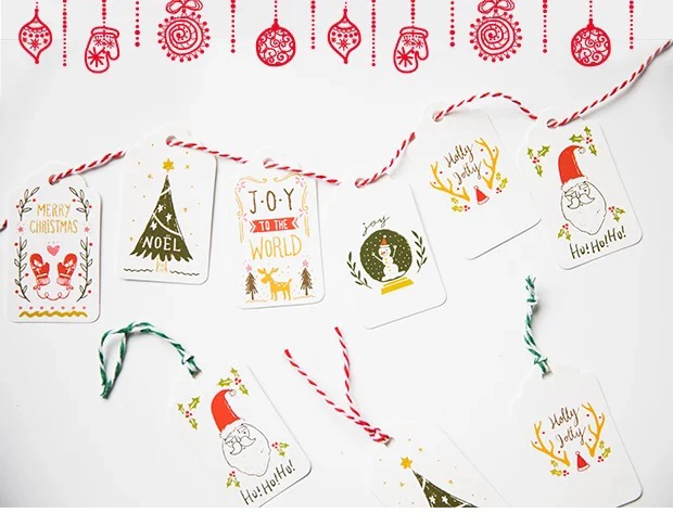 Смешанный стиль Рождество 100 шт. белый бумажная бирка Этикетки с веревкой, как Упаковка Украшение теги классический дизайн Скрапбукинг DIY