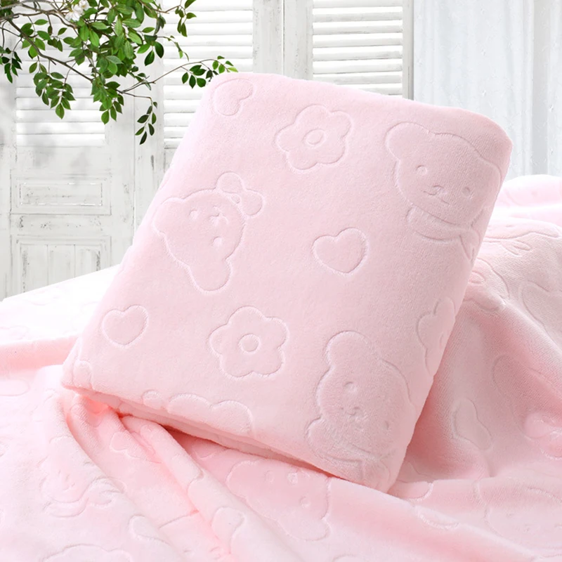 Urijk быстросохнущее полотенце из волокна медведь мультяшная микрофибра рельефное пляжное банное полотенце кухонное чистое впитывающее полотенце s - Цвет: pink