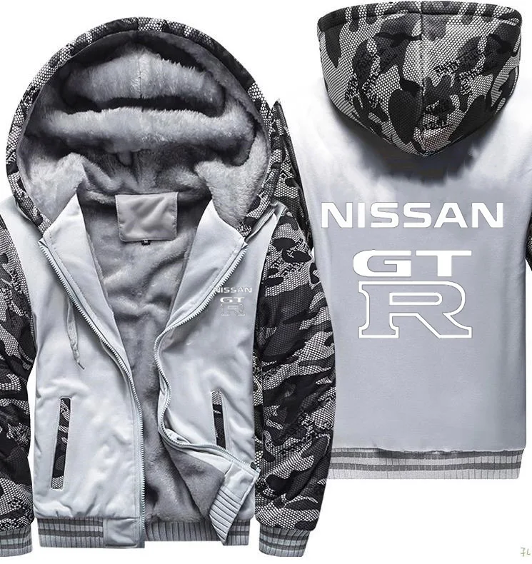Новые толстовки мужские GTR с логотипом автомобиля, куртка с капюшоном, Мужская зимняя теплая флисовая хлопковая куртка на молнии, камуфляжный реглан, мужская куртка - Цвет: 802
