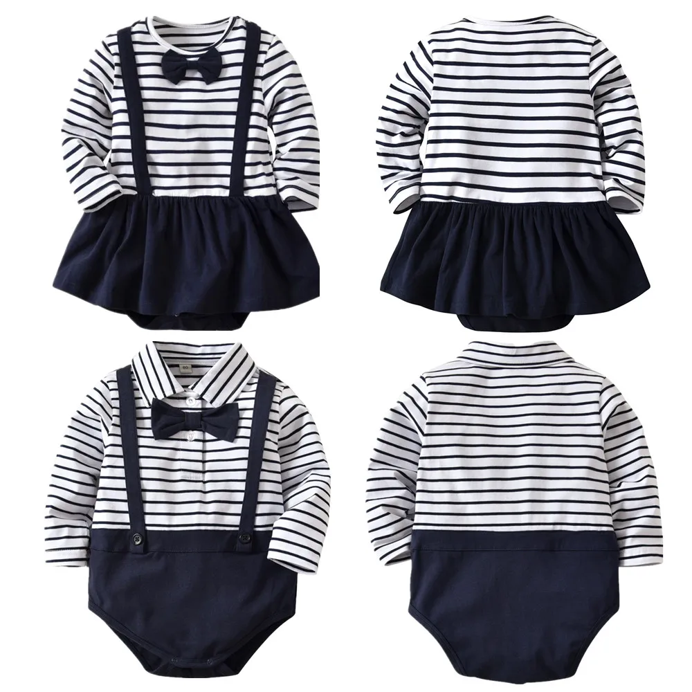 Unisex Baby Boys Girls Rompers Gentleman Baby Boy Jumpsuits Long Sleeve