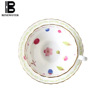 

160ml Creative Pastoral Flower Ceramic Bone China Coffee Cup with Saucer Kit | Water Milk Tea Mug Cup Drinkware with Spoon