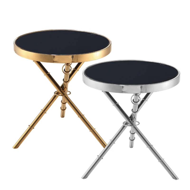 golden corner gold-plated round coffee table stainless steel corner marble side table golden corner gold-plated round coffee table stainless steel corner marble side table