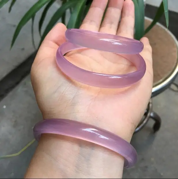 

Hibiscus Jurchen Bracelet Bracelet Vessel Violet Natural Authentic Ice Purity Purple Fine Chalcedony Ice Bracelet+box
