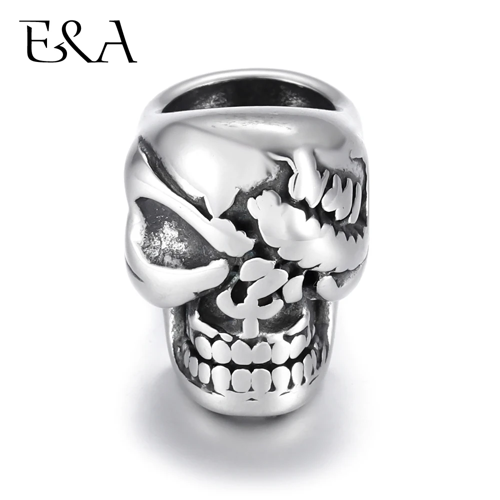 

Stainless Steel Beads Skull Spacer Metal Large Hole 8mm Charm Slider DIY Men Bracelet Making Supplies Handmade Jewelry Findings