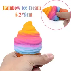 Kawaii медленно талии мягкими Радуга мороженое-рожок Squeeze мороженое Squishie заполнены игрушки в виде угощений снять стресс беспокойство F3