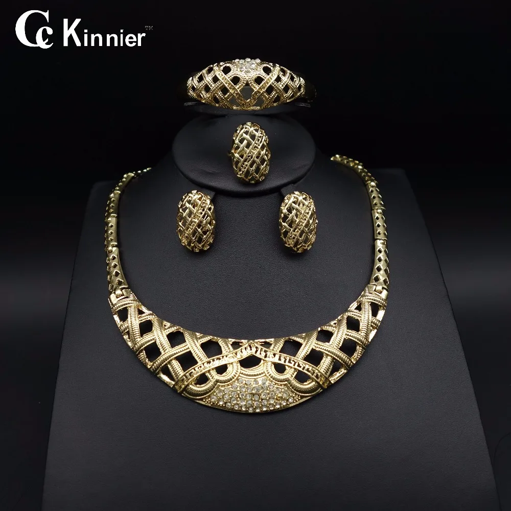 New Dubai gold color wedding jewelry set Exaggerated