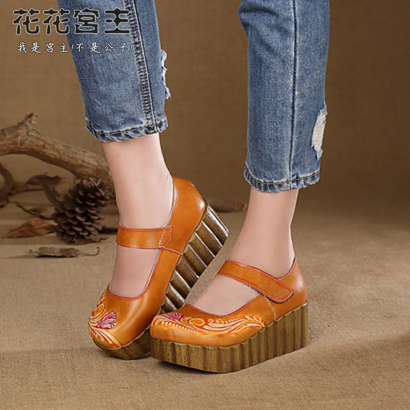 

2019 boutique new women's single tow breathable comfortable high quality leather wedge sandals