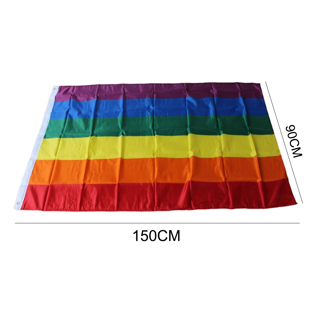 Polyester Rainbow Flag Large LGBT Pride Flag Outdoor Banner 60*90cm 