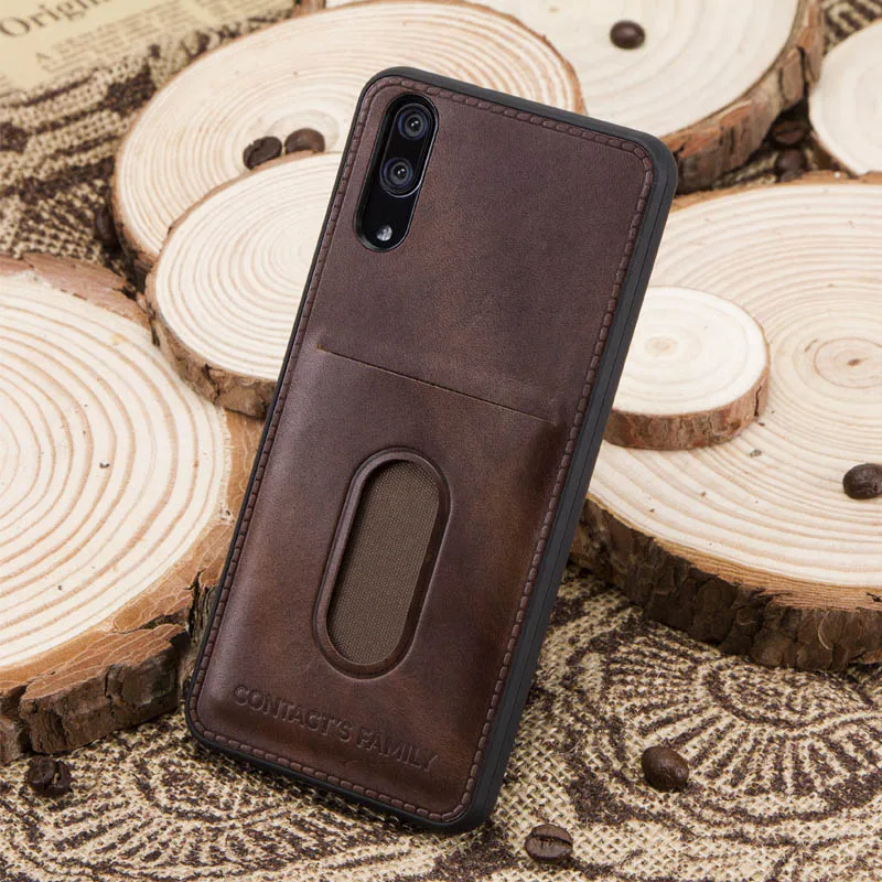 For Huawei P20 Tactile Elegant Genuine Leather Case With Hand Strap Wallet Case For Huawei P20 Back Protective Cover Coque cute huawei phone cases Cases For Huawei