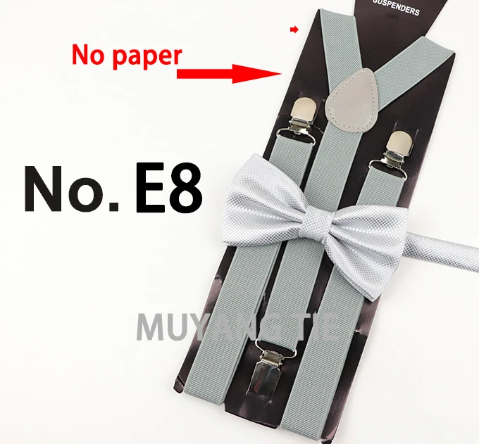 Soild Color Man Polyester Belt Bow Tie Set Woman Men's Suspenders Butterfly Clip-on Y-Back Braces Elastic Women Adjustable