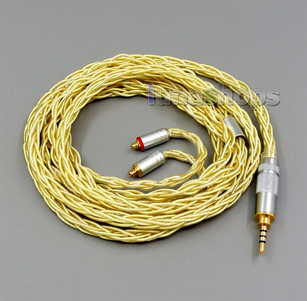 LN005965 8 ядер очень мягкий 7N чистый OCC серебро+ позолоченный кабель для наушников для Shure se535 se846 se425 se215 MMCX