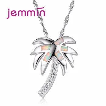

Mini Cute Tree Design White Opal Pendant Necklace for Women Gift 925 Sterling Silver Jewelry Necklace New