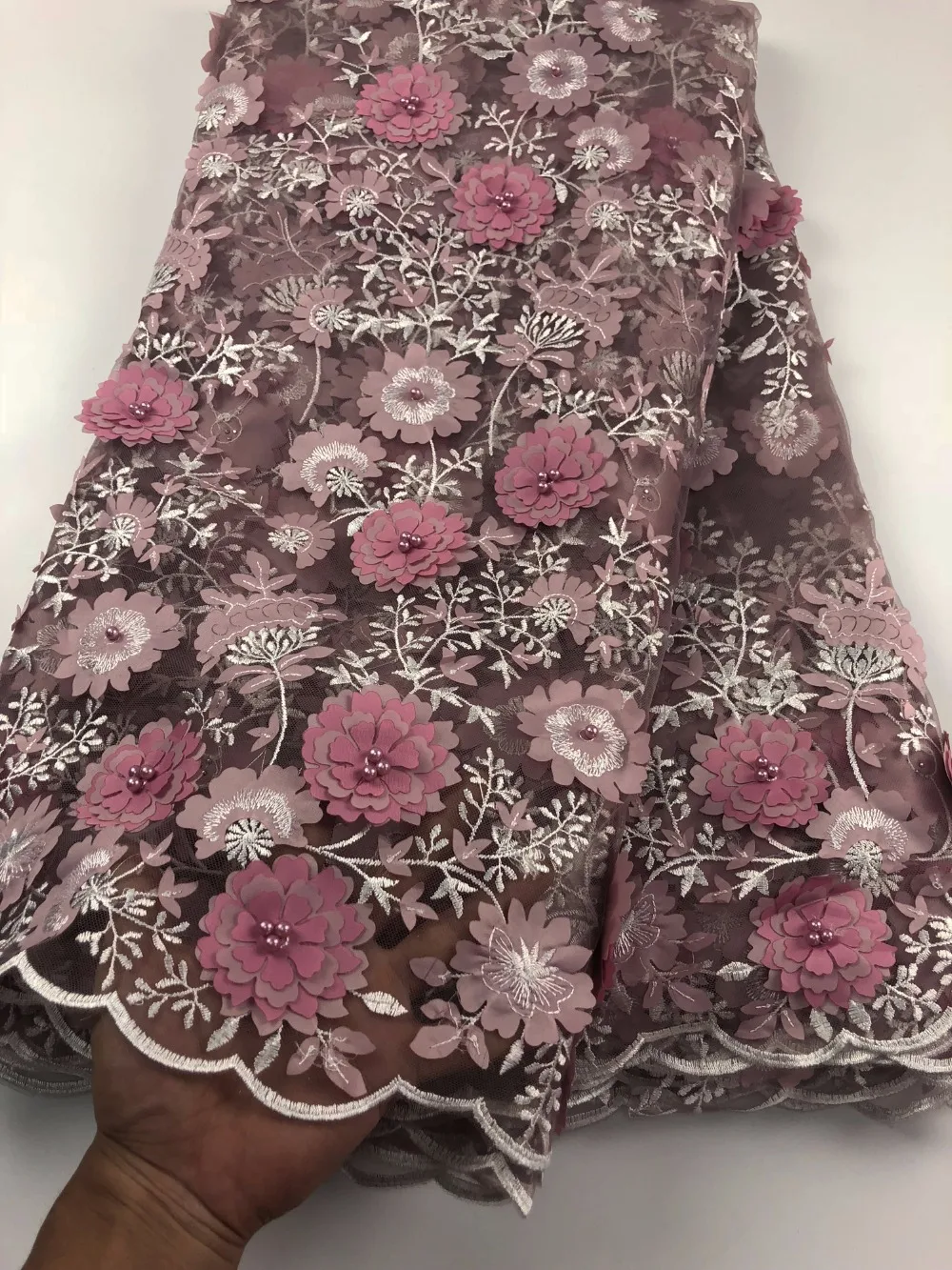 African Lace Fabric High Quality African Tulle Lace Fabric With Velvet French Net Lace For Women Dress A726 photo