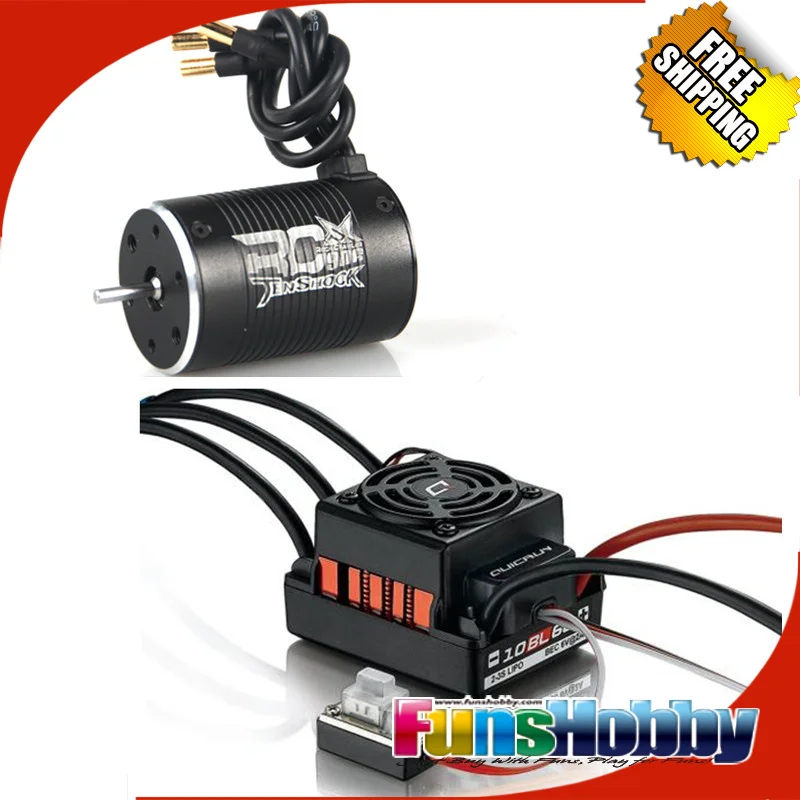 

1:10 Power Combo Incl.Tenshock RC906 6Pole Micro Brushless Motor&HobbyWing QuicRun WP 10BL60 Brushless Waterproof 60A ESC