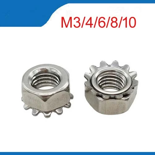 304 materials Nuts Screws 20PCS/10PCS A Lot Nut M3 M4 M5 M6 M8 304 Stainless Steel A2 Keps Nut Multi Tooth K-type Gear Toothed Lock Nut 304 K Nut Size : M6 Nails 