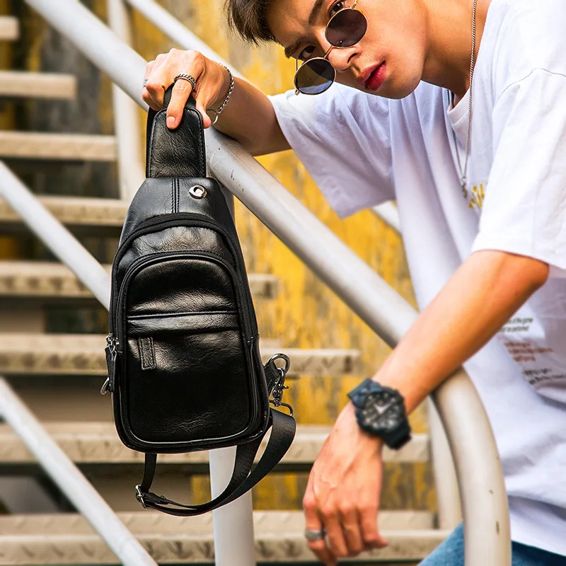 

Men's New Trendy Men's Korean Canvas Slant Bag Sports Leisure Boys'single Shoulder Bag