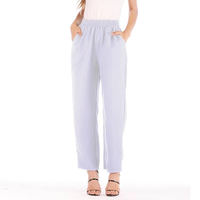 Kopen Vrouwen Plus Size Lente Herfst Elastische Hoge Taille Rechte Broek Vrouwelijke Katoen Lijn Losse Solid Lange Broek Lady Solid Bodems