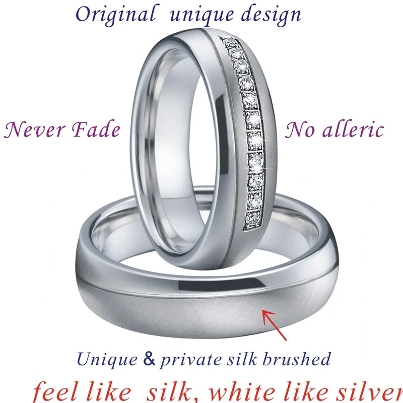 Forever Love Men's Ring Silver Color Women's Ring Wedding Band Set Couple Rings Pair anel anillos de plata Bague never fade (5)