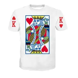 Винтажная летняя мужская футболка 3D печатных покер сердца к рубашка мужские хлопчатобумажные модные футболка с короткими рукавами