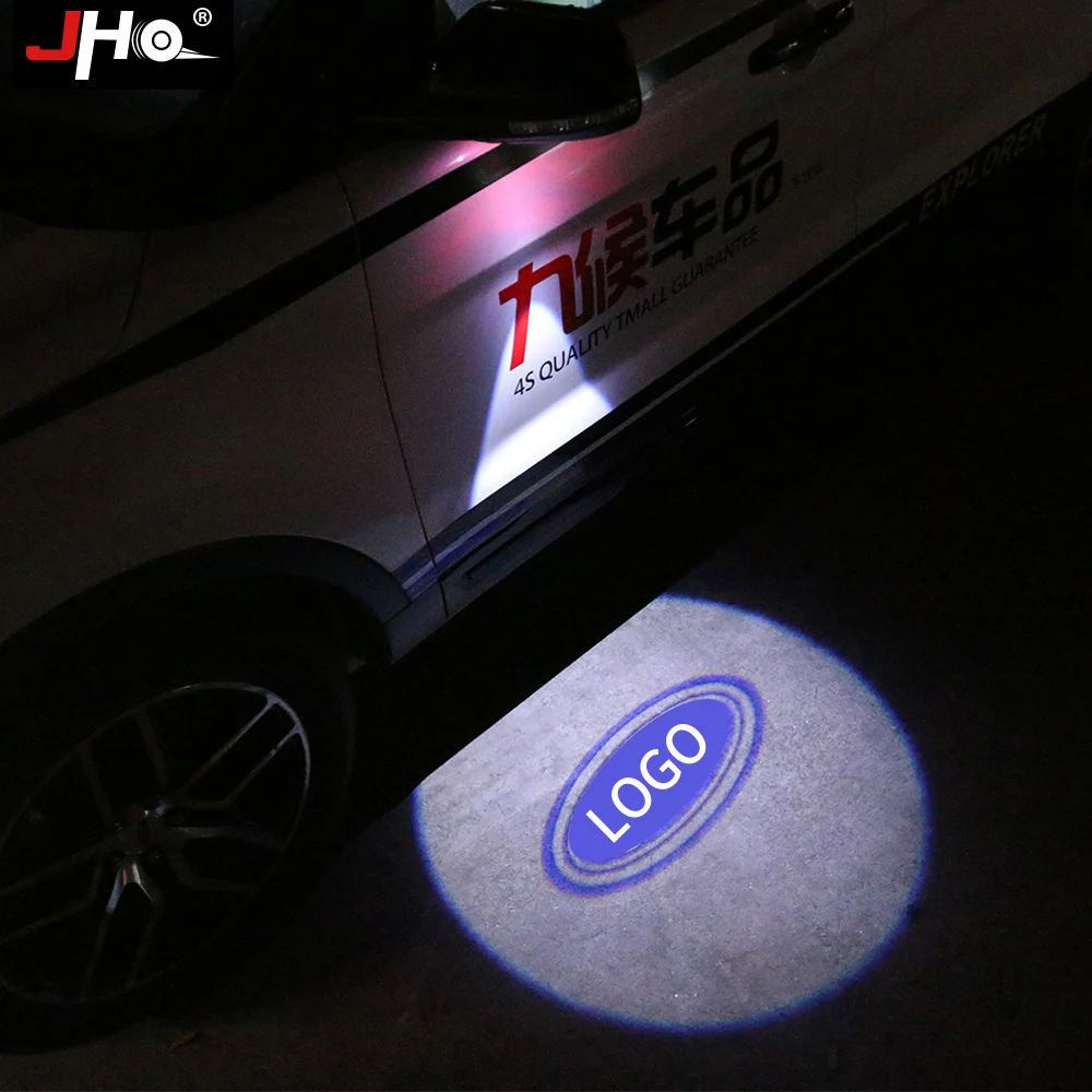 JHO 2x светодиодный проектор с логотипом для двери автомобиля Ghost Shadow для Ford Explorer 2012- EVEREST 15-17 Focus Mondeo Puddle лампа Добро пожаловать светильник