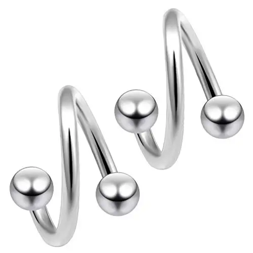 MODRSA 2 шт./лот спиральное s-образное кольцо для носа, спираль, нержавеющая сталь, пирсинг для ушей, пирсинг для губ, ювелирные изделия для тела, пирсинг, Nariz