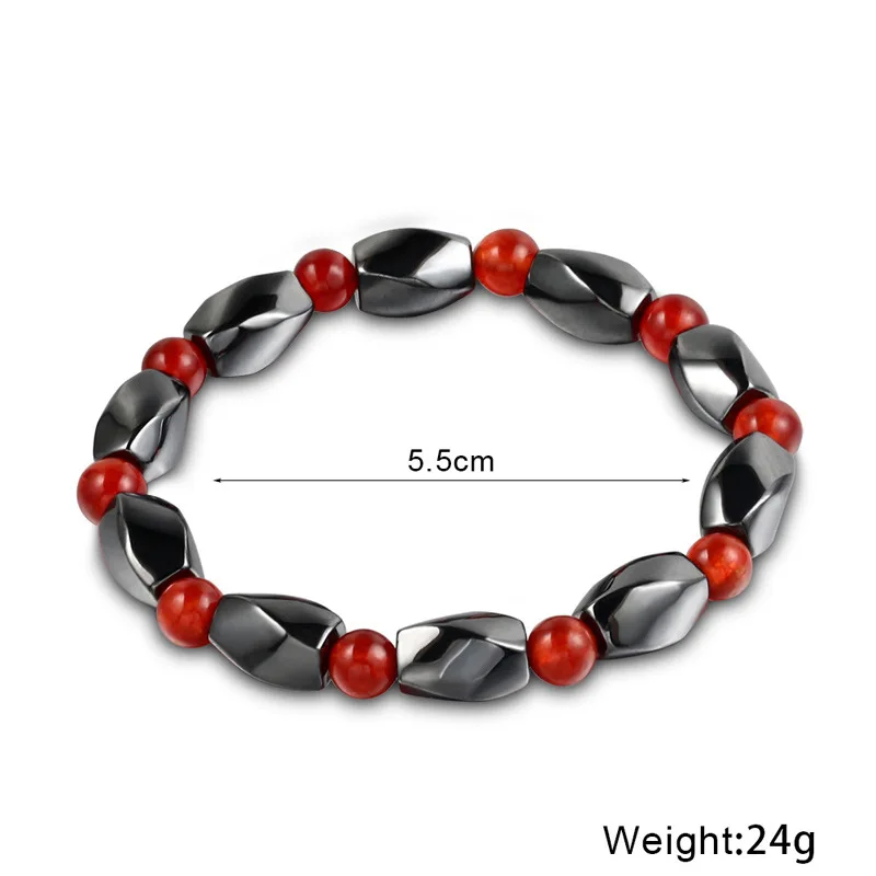 Простой черный геометрический форма камня магнитный браслет для здоровья Магнитный гематит стрейч браслет чакра для мужчин женщин Jewelr