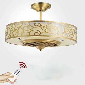 

Remote control Ceiling Fans light LED Anion 65cm Copper Frequency conversion motor Traditional ceiling fan lamp dimmer