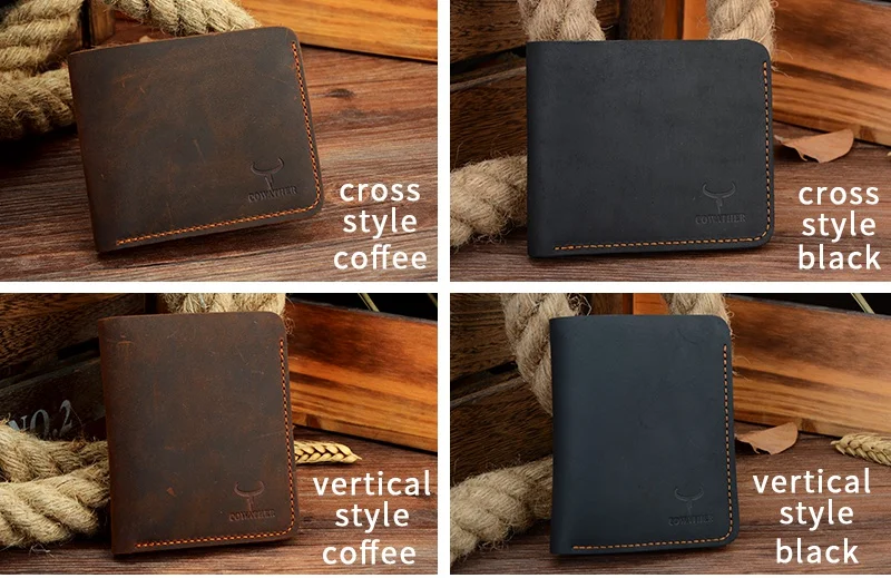 COWATHER Crazy horse leather men wallets Vintage genuine leather wallet for men cowboy top leather thin to put free shipping COWATHER Crazy horse leather men wallets Vintage genuine leather wallet for men cowboy top leather thin to put free shipping
