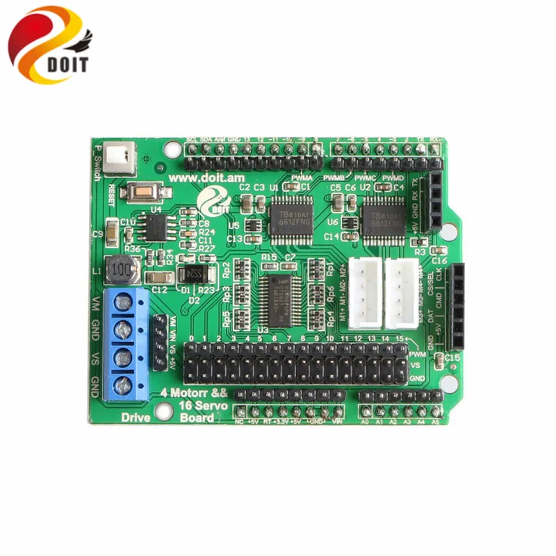 2ch 4ch DC Motor driver 16 way Servo Drive shield Board for Arduino 2wd 4wd RC Smart Robot Tank Car DIY robotic arm  robotics