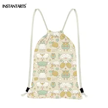 INSTANTARTS Милая мультяшная овечка сумки с принтом со шнурком повседневное обувь для девочек Дорожная сумка хранения Shopping ремень рюкзак