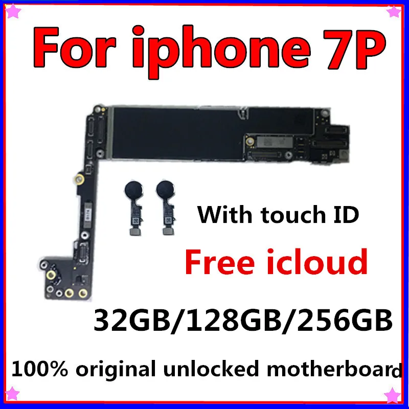 

Factory unlocked for iphone 7 Plus Motherboard With / Without Touch ID,No iCloud for iphone 7Plus 7P Mainboard,100% Original