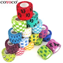 Coyoco atadura elástica com estampa de joelho, atadura médica para terapia, esportes, colorida, protetor de dedo, articulações, fita para animais de estimação, 4.5m