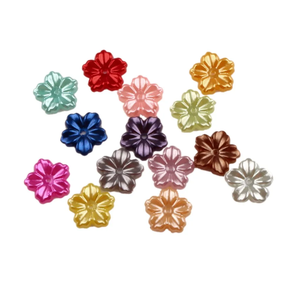 

LF Mixed Flower Craft ABS Resin Half Pearls Flatback Cabochon Beads For Cloth Needlework DIY Scrapbooking Decoration 200PCS